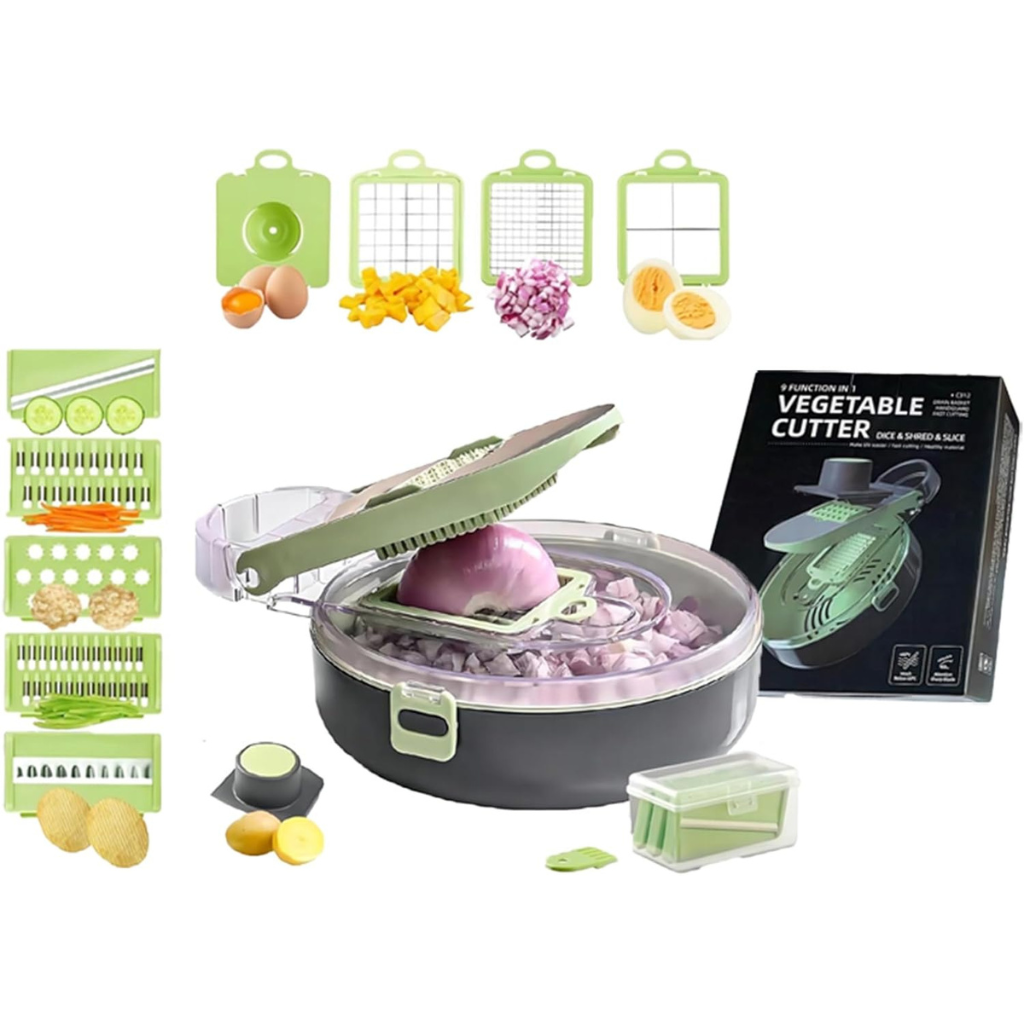 Multi-Function Vegetable Chopper with Container – Dicer, Slicer & Food Cutter