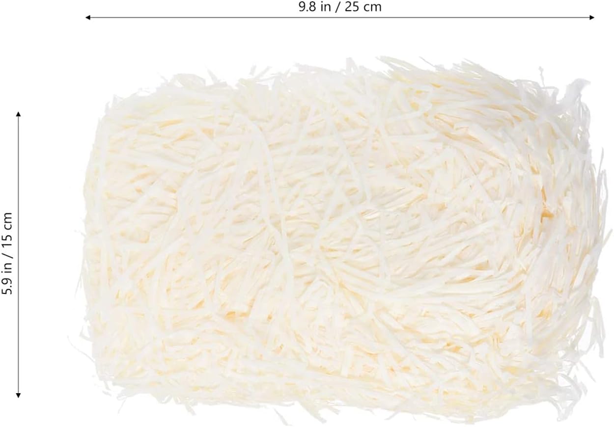 100 gram Raffia Paper Shreds Strands Eco-friendly Shredded Crinkle Confetti Crinkle Cut Paper Filling Shredded Paper for Hamper Gift Box Filling (Off-White)