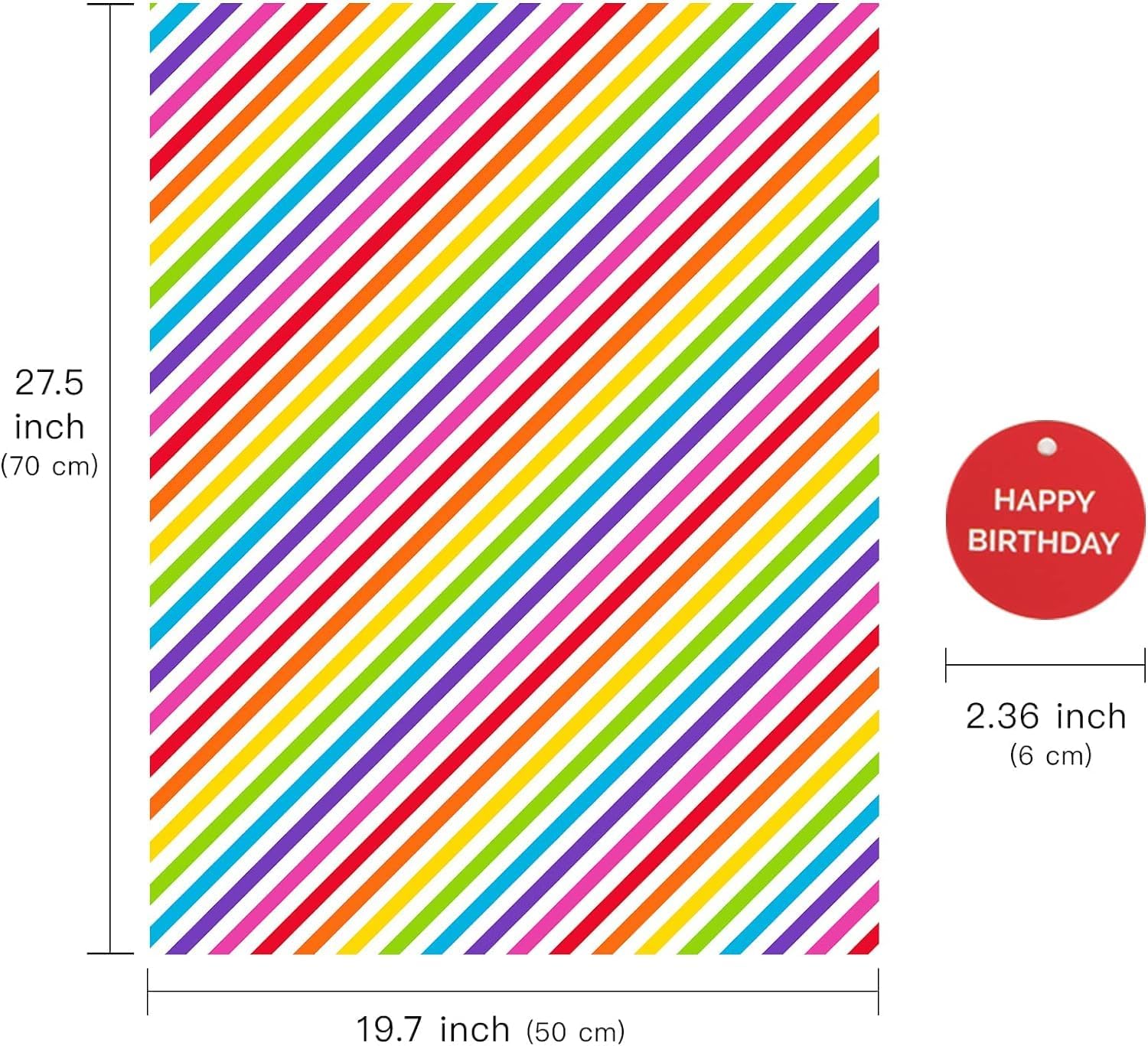 12 Happy Birthday Gift Wrapping Paper Sheets with Tags– 50x70cm,with Ballon Designs For Birthday And Other Occasions For Men,Women,Husband,Wife And Kids