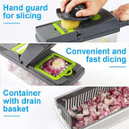14-in-1 Multi-Function Vegetable Chopper & Slicer with Container – Mandoline Cutter for Kitchen Use