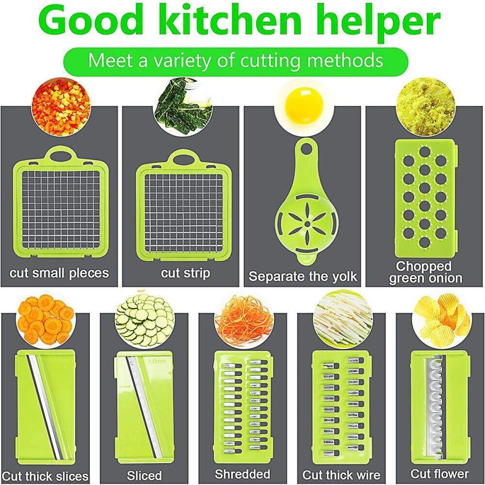 14-in-1 Multi-Function Vegetable Chopper & Slicer with Container – Mandoline Cutter for Kitchen Use