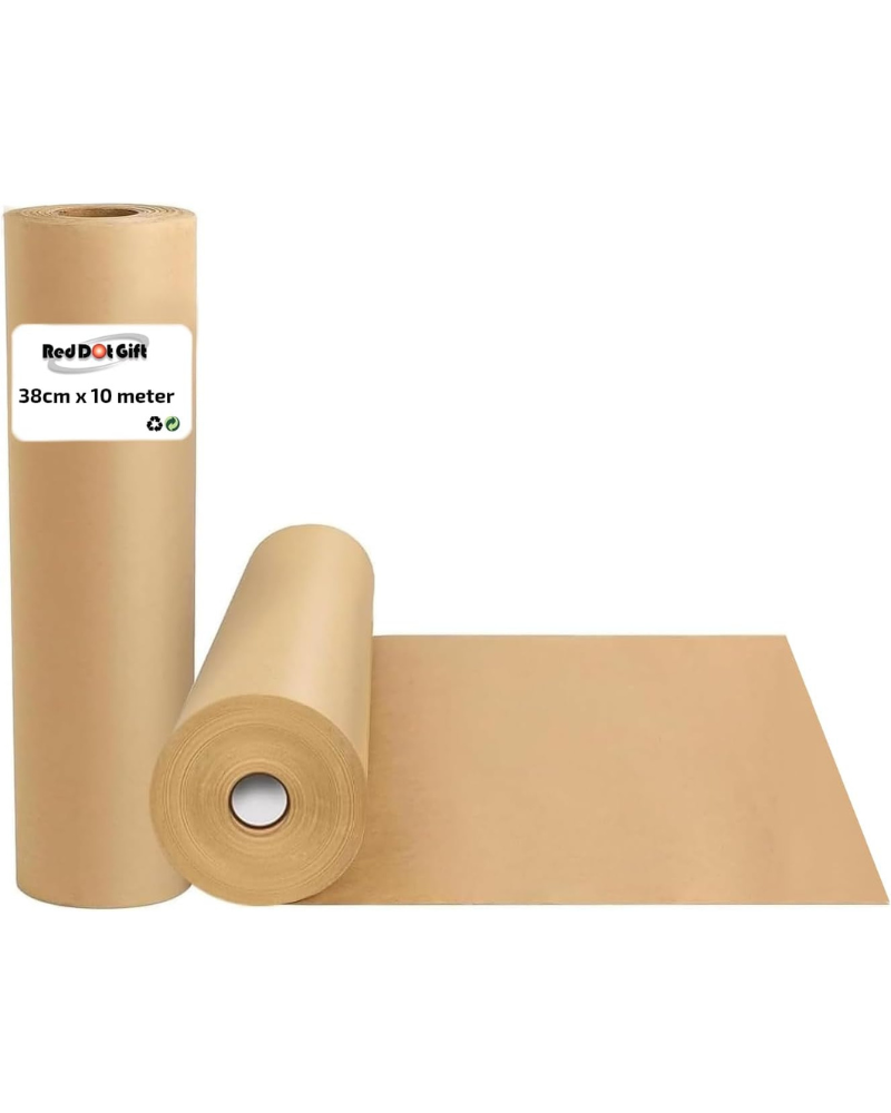 1 Roll Kraft Wrapping Paper Roll (38cm x 10 m) Biodegradable Recycled Material,Natural Wrapping Paper (Kraft, 38cm x 10 m)