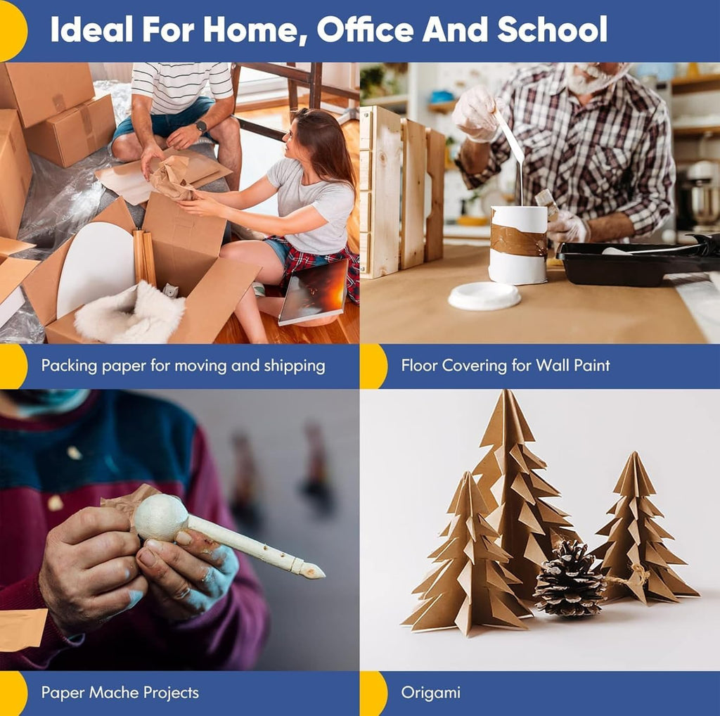 1 Roll Kraft Wrapping Paper Roll (38cm x 10 m) Biodegradable Recycled Material,Natural Wrapping Paper (Kraft, 38cm x 10 m)