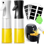 2-Pack Olive Oil Spray Bottles – 300ml Dispenser Set with Funnel & Labels for Cooking, Grilling, Air Fryer