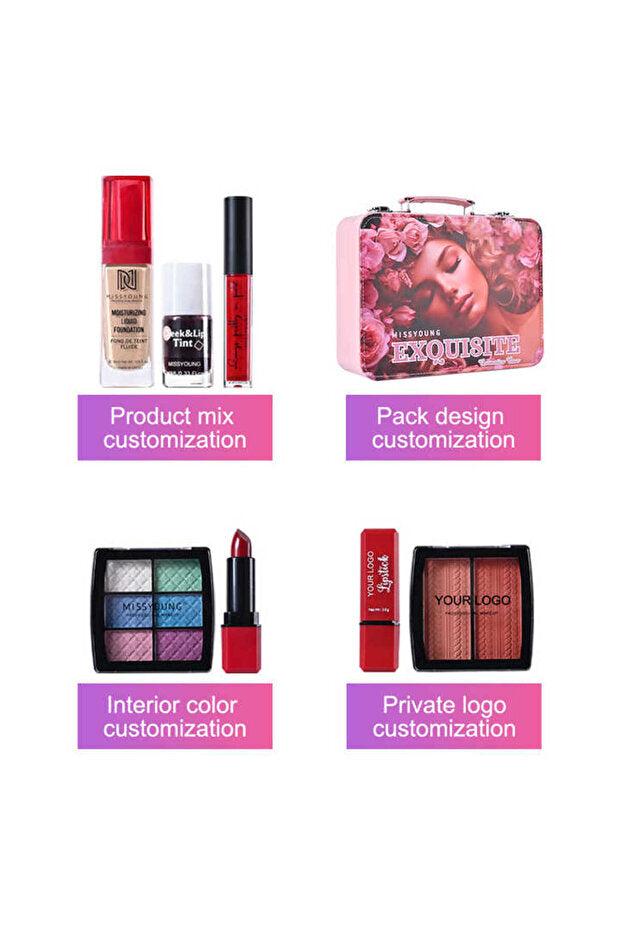 Missyoung EXQUISITE New Makeup Kit – Professional All-in-One Beauty Set with Eyeshadow, Blush, Lip Colors & Brushes | Full Face Cosmetic Gift Set