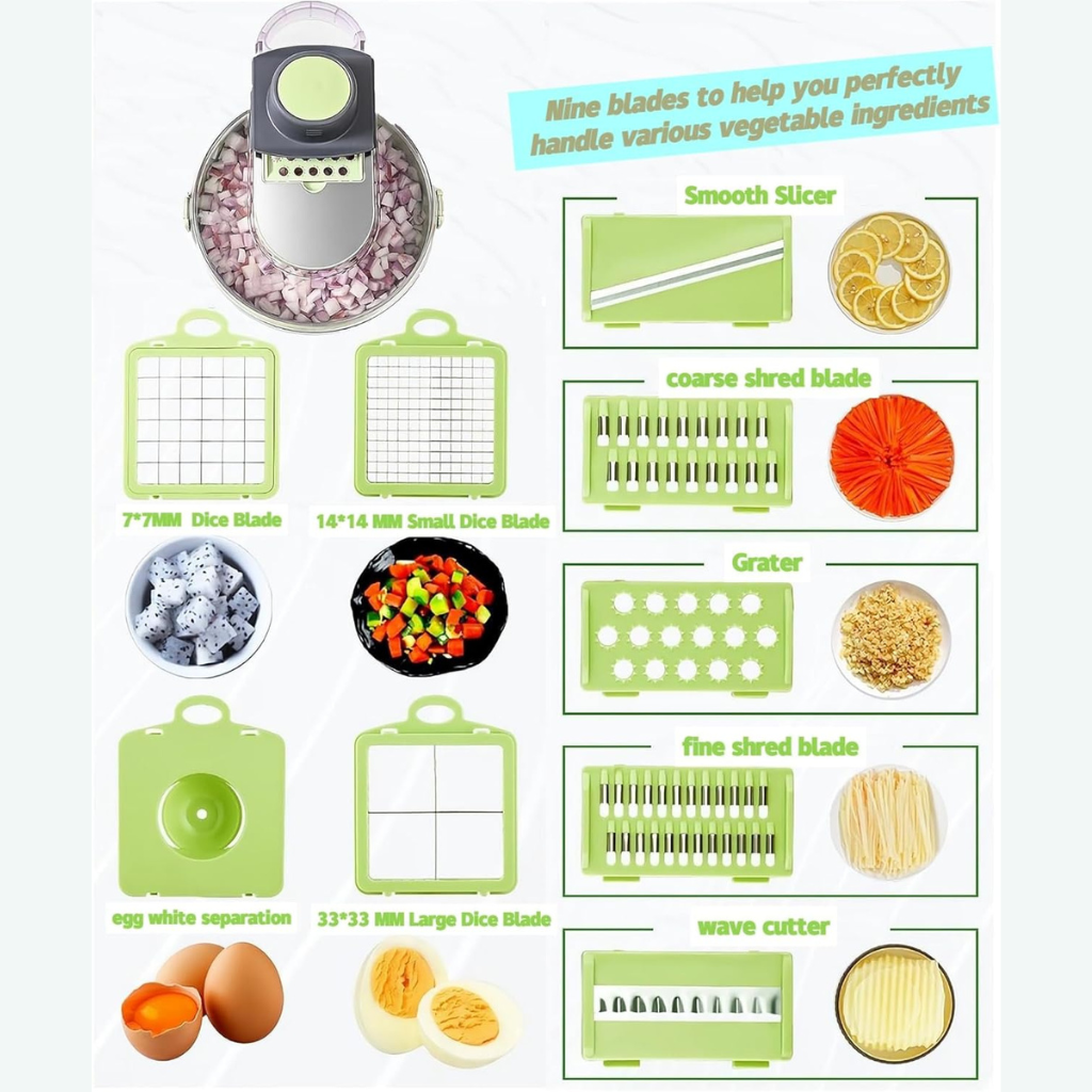 Multi-Function Vegetable Chopper with Container – Dicer, Slicer & Food Cutter