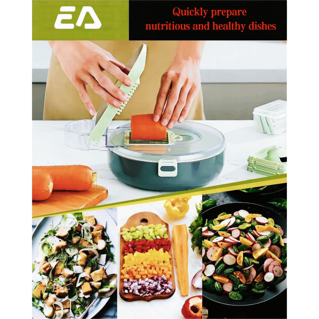 Multi-Function Vegetable Chopper with Container – Dicer, Slicer & Food Cutter