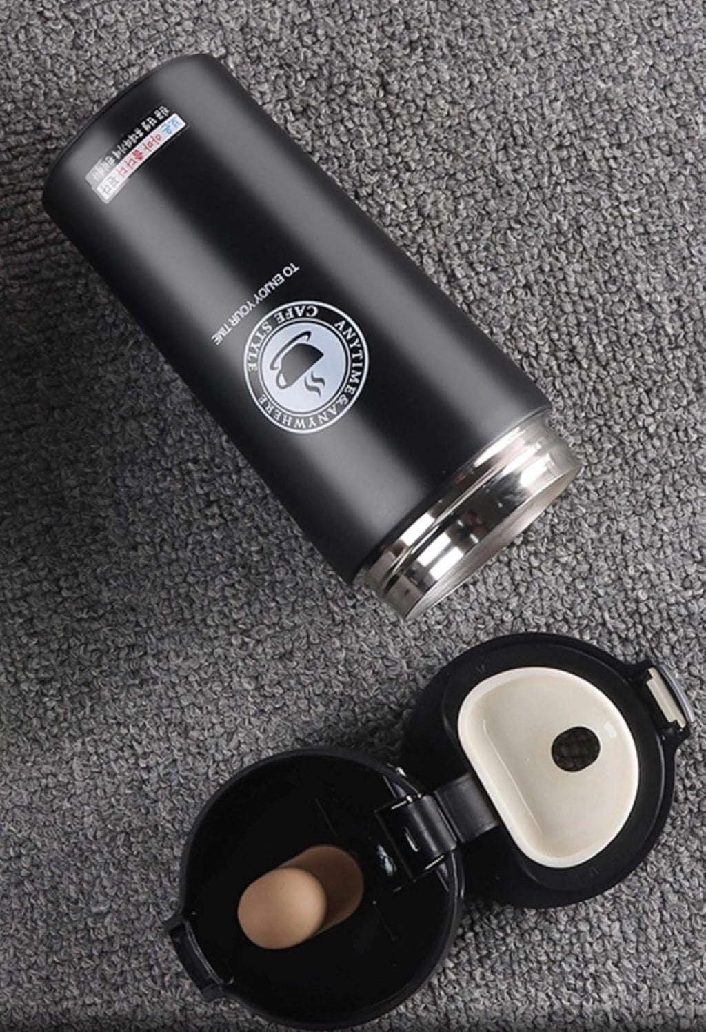 350ml Travel Coffee Mug – Black Vacuum Insulated Tumbler with Leak-Proof Lid