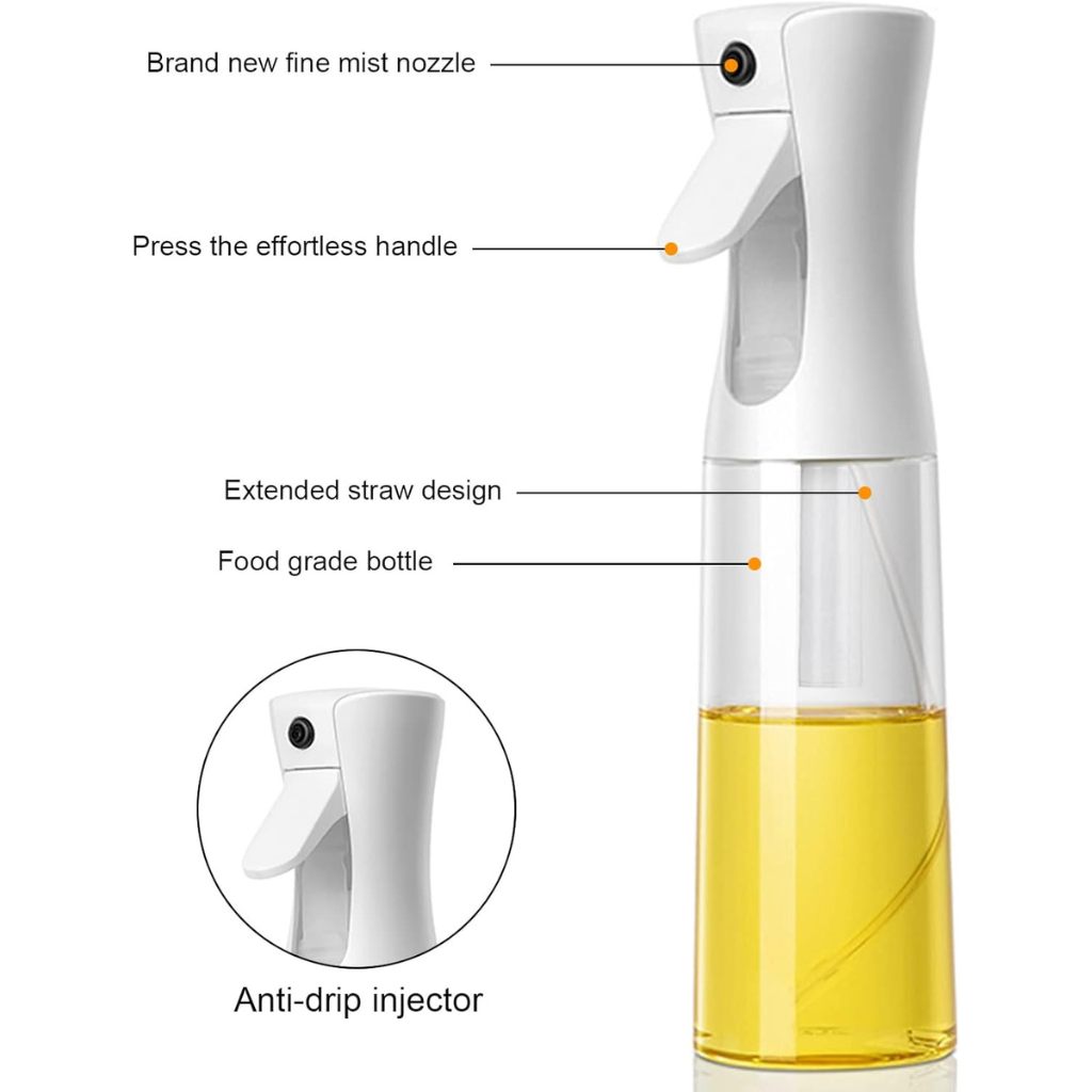 2-Pack Olive Oil Spray Bottles – 300ml Dispenser Set with Funnel & Labels for Cooking, Grilling, Air Fryer
