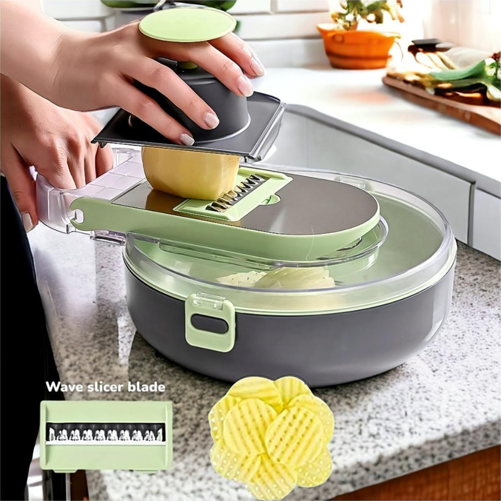 Multi-Function Vegetable Chopper with Container – Dicer, Slicer & Food Cutter