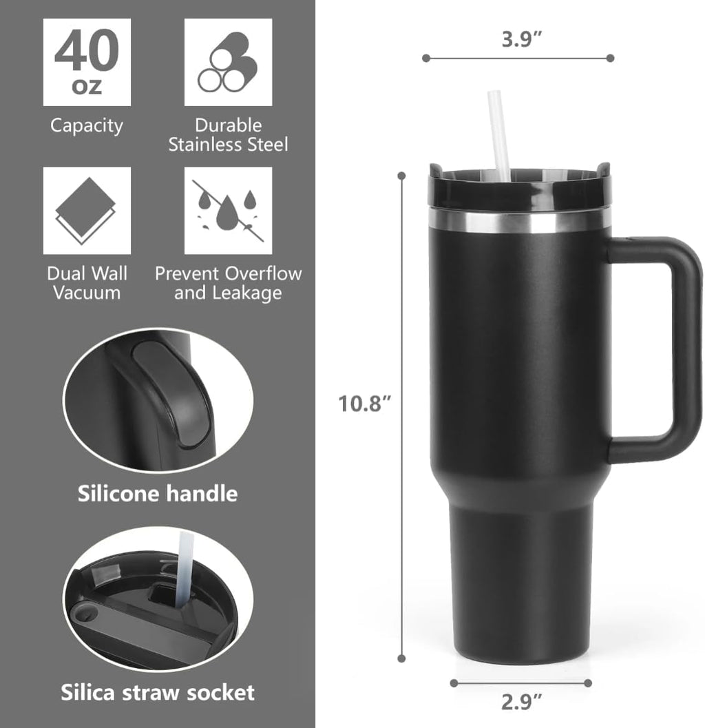 40 oz Insulated Adventure Tumbler with Handle & Straw