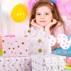 4 Gift Wrapping Paper Roll Set Pack,Gift Kraft Wrap Paper Birthday Party Graduation Eid Boys Girls kids baby Men Women 43 cm X 300cm Per Sheet