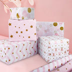 4 Gift Wrapping Paper Roll Set Pack,Gift Kraft Wrap Paper Birthday Party Graduation Eid Boys Girls kids baby Men Women 43 cm X 300cm Per Sheet