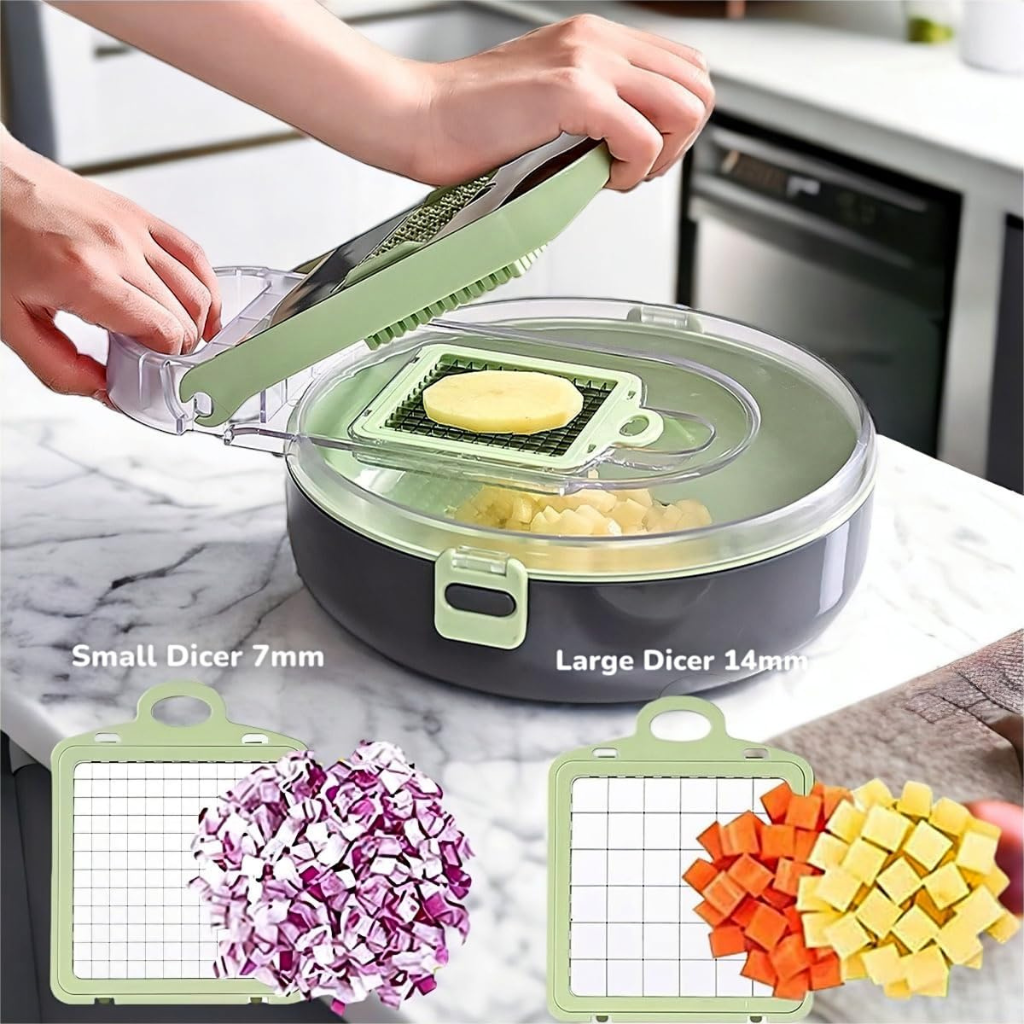 Multi-Function Vegetable Chopper with Container – Dicer, Slicer & Food Cutter