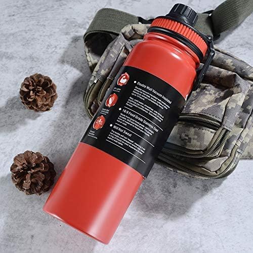 Desselan Sports Water Bottle 26 Oz | Leak-Proof Vacuum Insulated Stainless Steel Thermo Mug | Keeps Drinks Hot 12H & Cold 24H (Red/Cream)