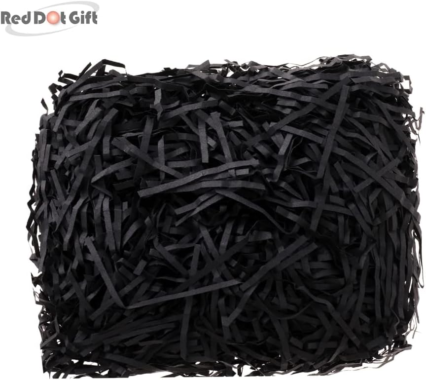 50 Gram Crinkle Cut Paper Shred Filler Eco-friendly Confetti Crinkle Cut Filling Shredded Paper for Gift Wrapping & Basket Filling (Black, 50 gram)