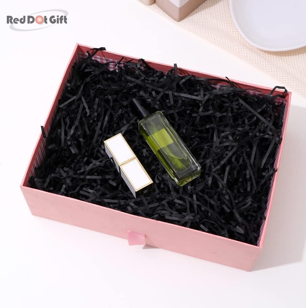 50 Gram Crinkle Cut Paper Shred Filler Eco-friendly Confetti Crinkle Cut Filling Shredded Paper for Gift Wrapping & Basket Filling (Black, 50 gram)