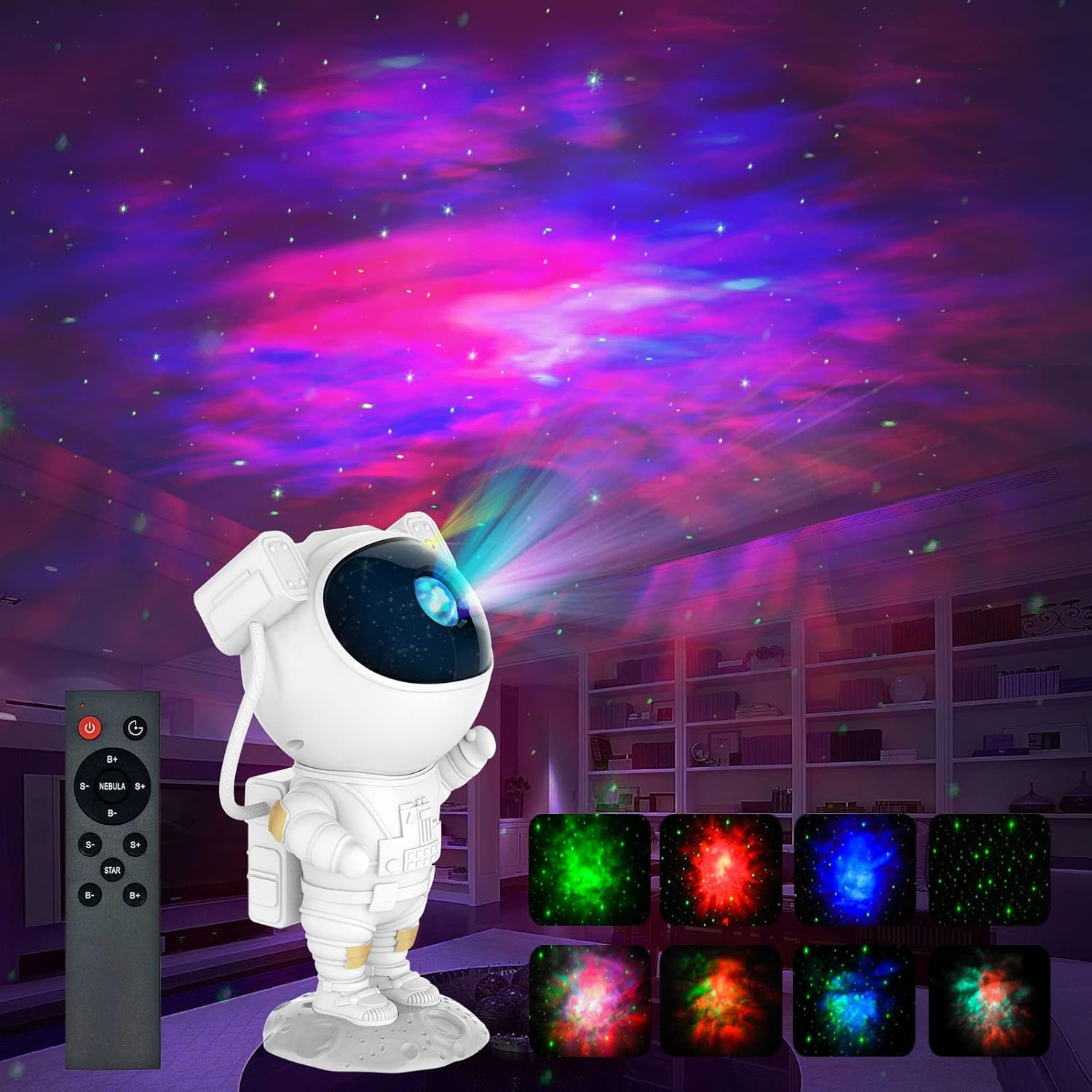 Astronaut Galaxy Light Projector – Space Buddy Star Ceiling Night Light with Remote Control & Timer