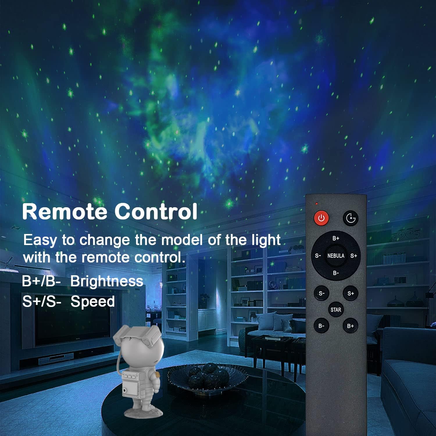 Astronaut Galaxy Light Projector – Space Buddy Star Ceiling Night Light with Remote Control & Timer