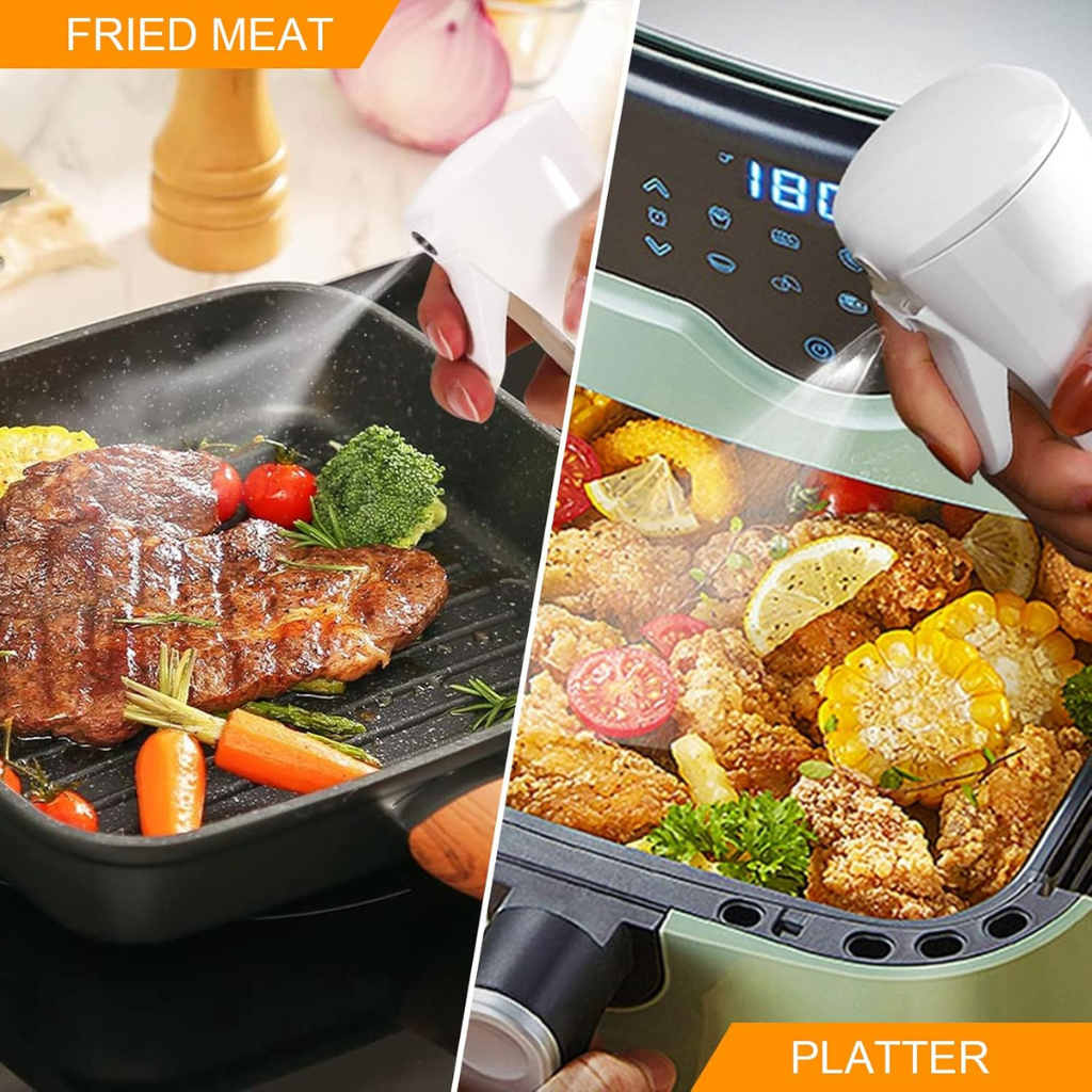 2-Pack Olive Oil Spray Bottles – 300ml Dispenser Set with Funnel & Labels for Cooking, Grilling, Air Fryer