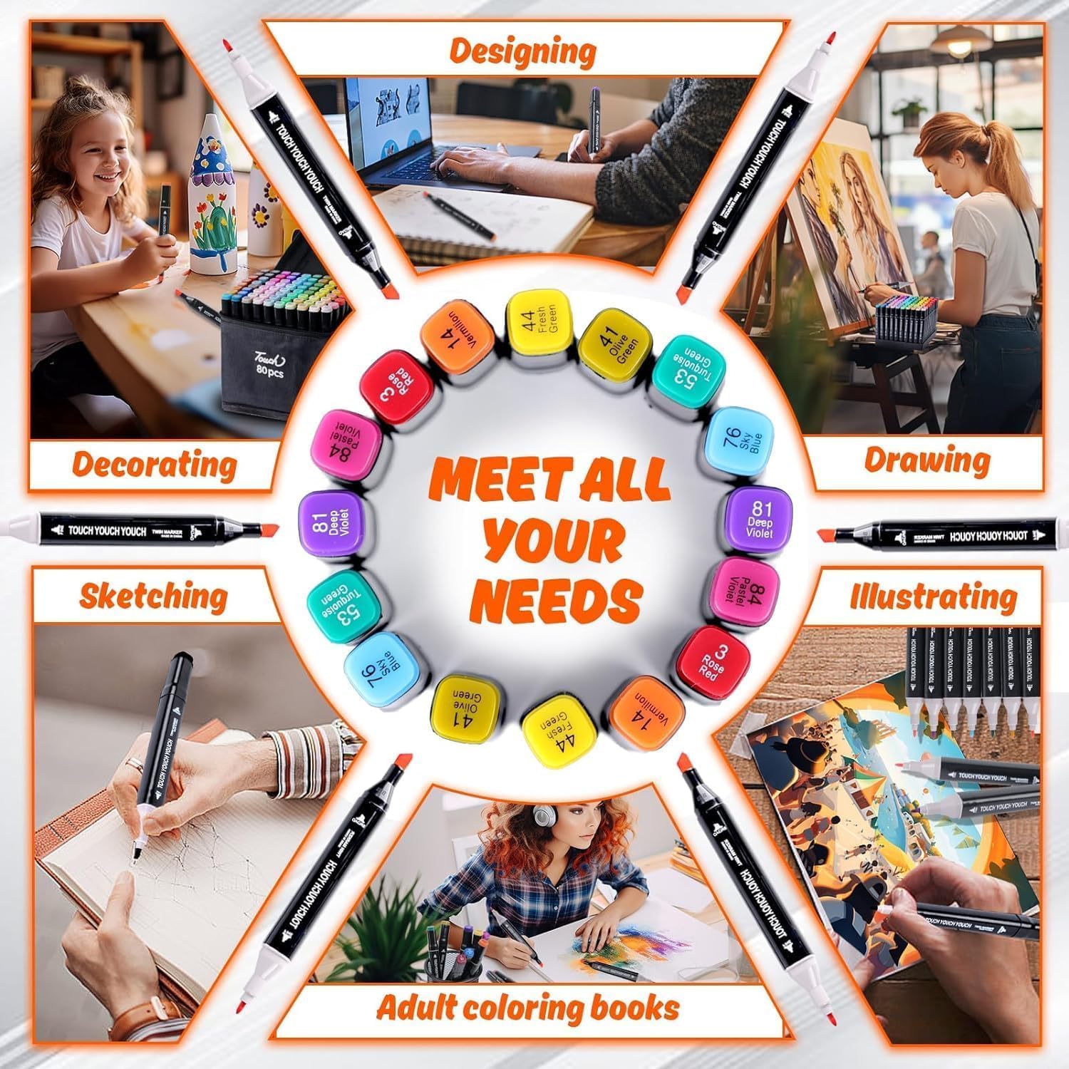 80 Color Alcohol Markers Set, Dual Tip Art Markers with Black Carrying Bag – Professional Permanent Sketch Markers for Drawing, Manga, Anime, Illustration, and Coloring