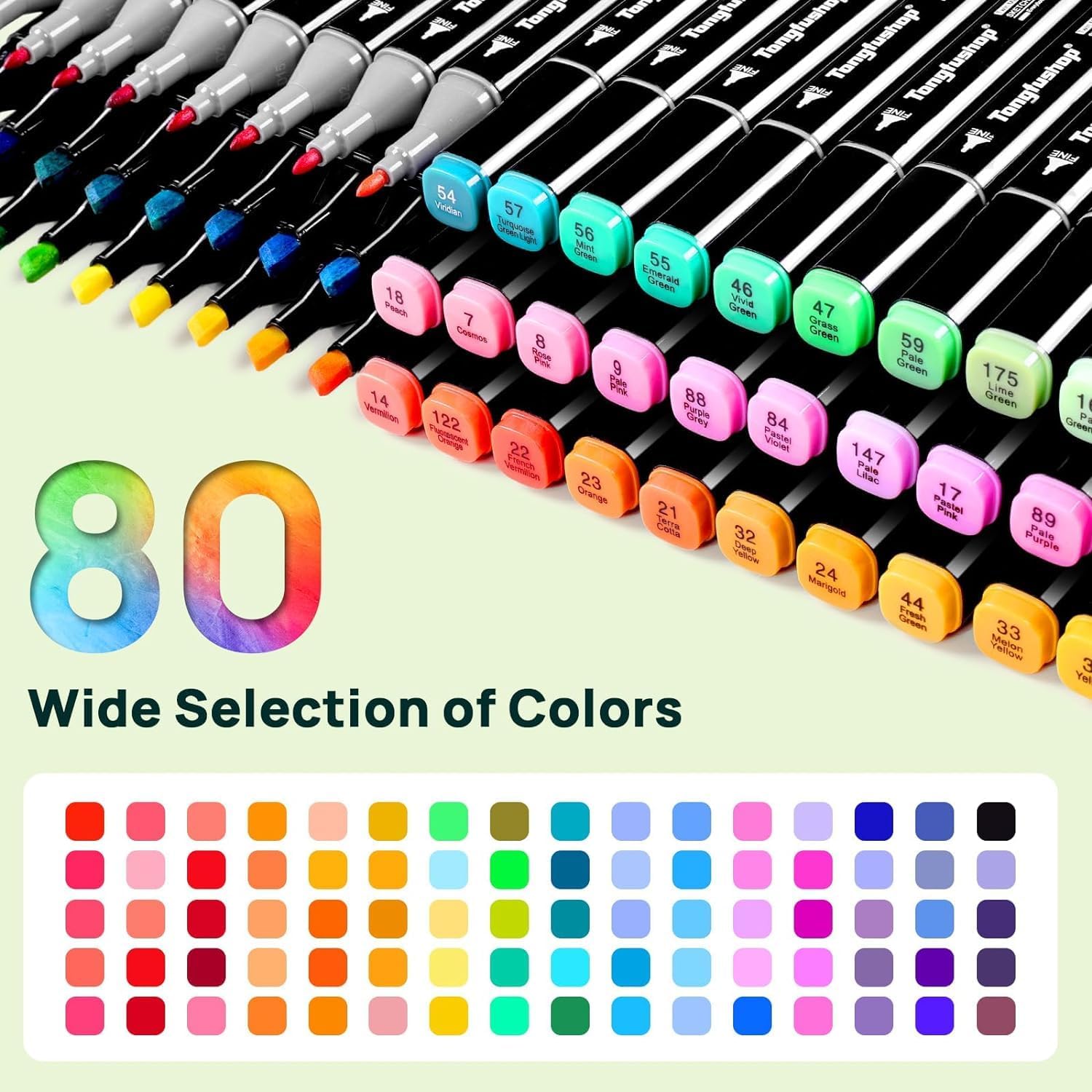 80 Color Alcohol Markers Set, Dual Tip Art Markers with Black Carrying Bag – Professional Permanent Sketch Markers for Drawing, Manga, Anime, Illustration, and Coloring