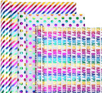 Rainbow Gift Wrapping Paper Rolls, 9 Meter Gift Wrapping Paper Roll, 3 Different Style Multicolor Sheets (43cm X 3m) Gift Wrap for Birthday, Holiday, Wedding