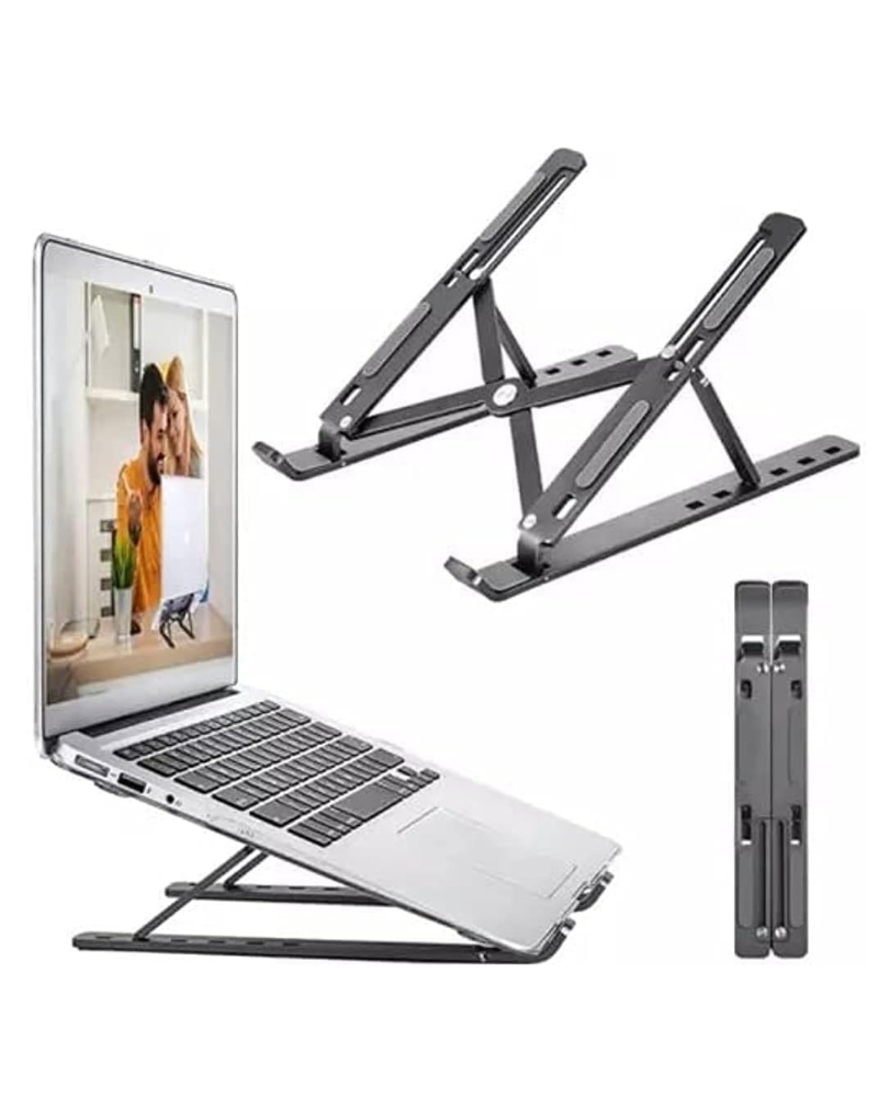 Adjustable Laptop Stand – Portable Foldable Aluminium Laptop Riser for Desk – Ventilated Cooling Computer Holder for MacBook Pro/Air, HP, Dell, Sony, Notebooks, iPad & More