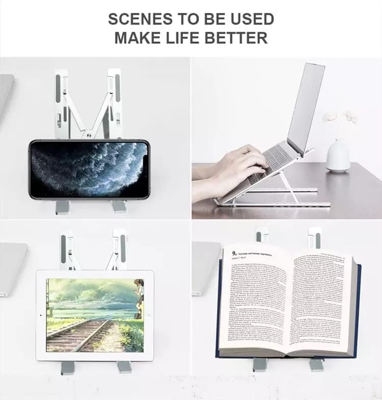 Adjustable Laptop Stand – Portable Foldable Aluminium Laptop Riser for Desk – Ventilated Cooling Computer Holder for MacBook Pro/Air, HP, Dell, Sony, Notebooks, iPad & More