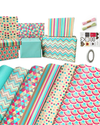 Birthday Wrapping Paper, Happy Birthday Wrapping Paper Recycled Gift Wrapping Paper, Gift Wrap Set for Birthday, Bridal Baby Shower, Weddings, Graduations, Women, Men, Boy, Girl, All Occasion