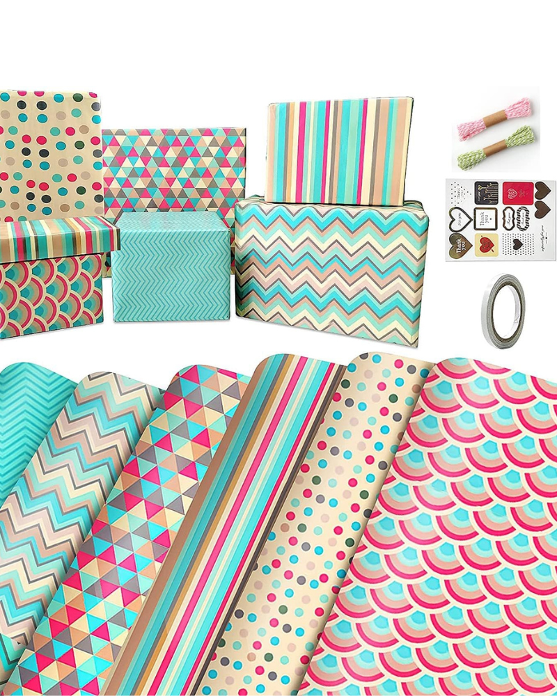 Birthday Wrapping Paper, Happy Birthday Wrapping Paper Recycled Gift Wrapping Paper, Gift Wrap Set for Birthday, Bridal Baby Shower, Weddings, Graduations, Women, Men, Boy, Girl, All Occasion