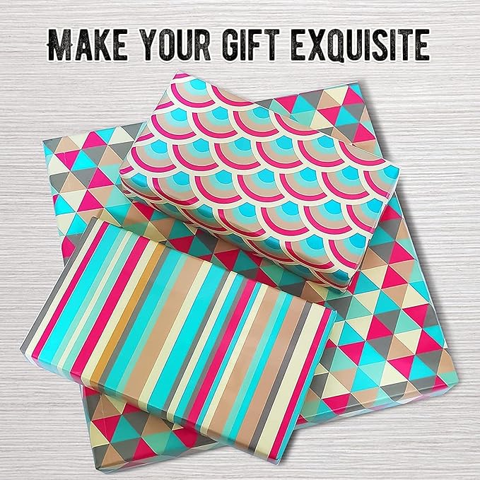 Birthday Wrapping Paper, Happy Birthday Wrapping Paper Recycled Gift Wrapping Paper, Gift Wrap Set for Birthday, Bridal Baby Shower, Weddings, Graduations, Women, Men, Boy, Girl, All Occasion