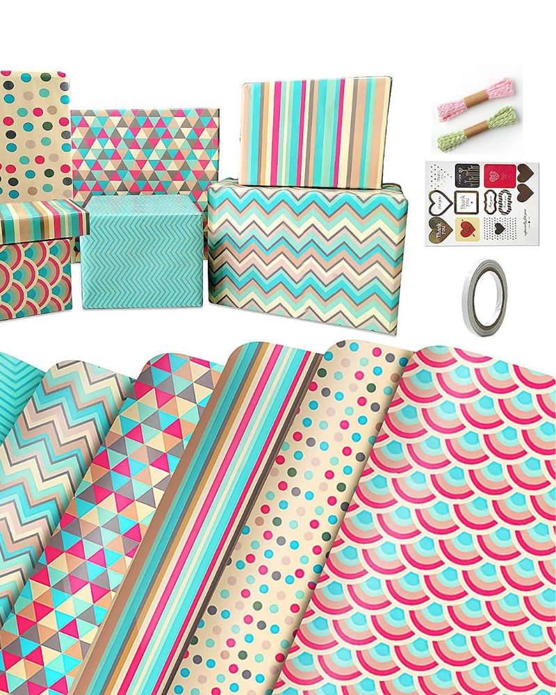 Birthday Wrapping Paper, Happy Birthday Wrapping Paper Recycled Gift Wrapping Paper, Gift Wrap Set for Birthday, Bridal Baby Shower, Weddings, Graduations, Women, Men, Boy, Girl, All Occasion
