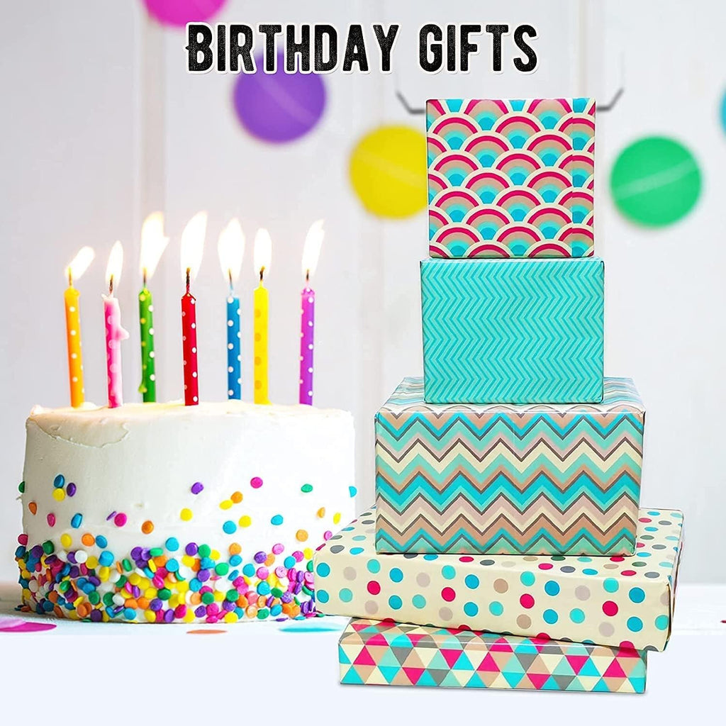 Birthday Wrapping Paper, Happy Birthday Wrapping Paper Recycled Gift Wrapping Paper, Gift Wrap Set for Birthday, Bridal Baby Shower, Weddings, Graduations, Women, Men, Boy, Girl, All Occasion