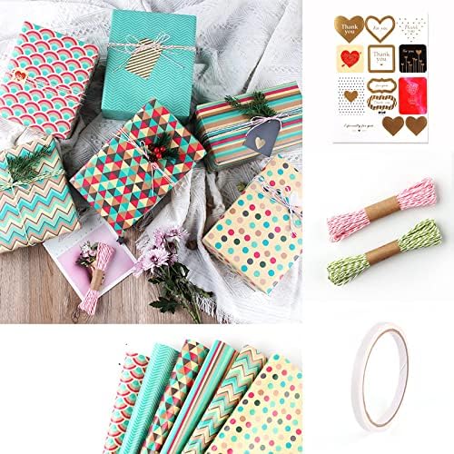 Birthday Wrapping Paper, Happy Birthday Wrapping Paper Recycled Gift Wrapping Paper, Gift Wrap Set for Birthday, Bridal Baby Shower, Weddings, Graduations, Women, Men, Boy, Girl, All Occasion