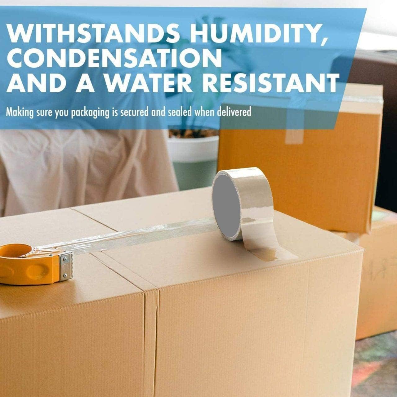 Clear Packing Tape – 2 Inch x 50 Yards Heavy Duty Packaging Tape for Sealing Moving Boxes, Shipping, and Office Use – Strong Adhesive, UV & Moisture Resistant, Long-Lasting Transparent Tape [1 Roll]