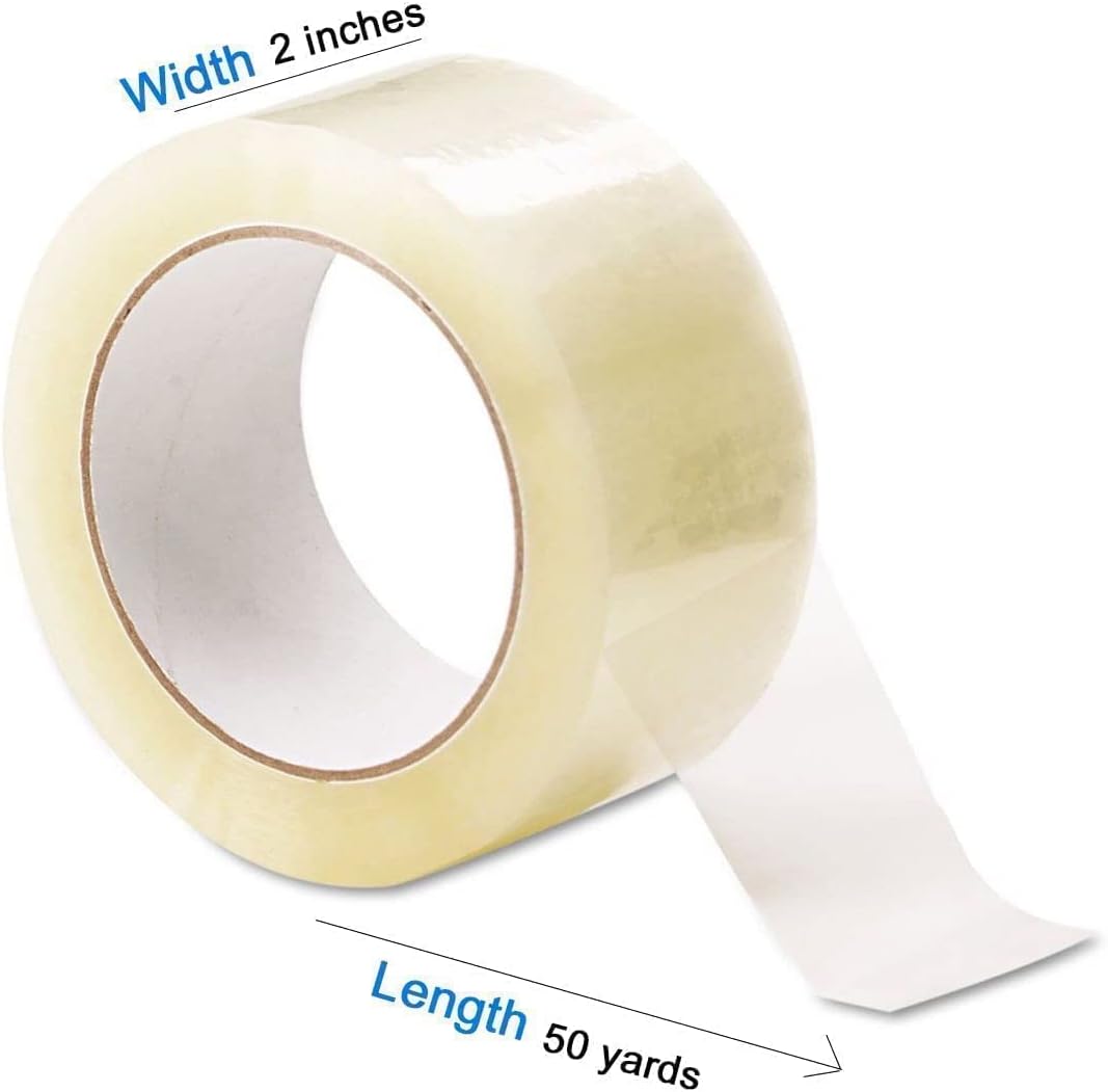 Clear Packing Tape – 2 Inch x 50 Yards Heavy Duty Packaging Tape for Sealing Moving Boxes, Shipping, and Office Use – Strong Adhesive, UV & Moisture Resistant, Long-Lasting Transparent Tape [1 Roll]