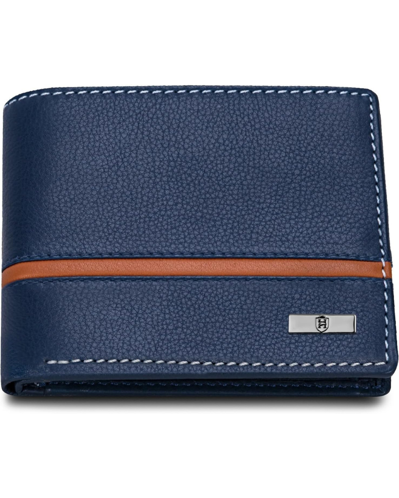 Denial Navy Leather Wallet for Men | Leather Mens Wallet with RFID Blocking | Wallets Men Genuine Leather