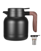 Desselan Insulated Vacuum Jug 1.2L | Stainless Steel Thermal Coffee Carafe Flask with Built-in Tea Filter, Push-Button Lid & Non-Slip Base (Black)