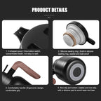 Desselan Insulated Vacuum Jug 1.2L | Stainless Steel Thermal Coffee Carafe Flask with Built-in Tea Filter, Push-Button Lid & Non-Slip Base (Black)