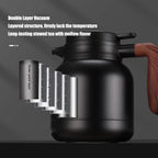 Desselan Insulated Vacuum Jug 1.2L | Stainless Steel Thermal Coffee Carafe Flask with Built-in Tea Filter, Push-Button Lid & Non-Slip Base (Black)