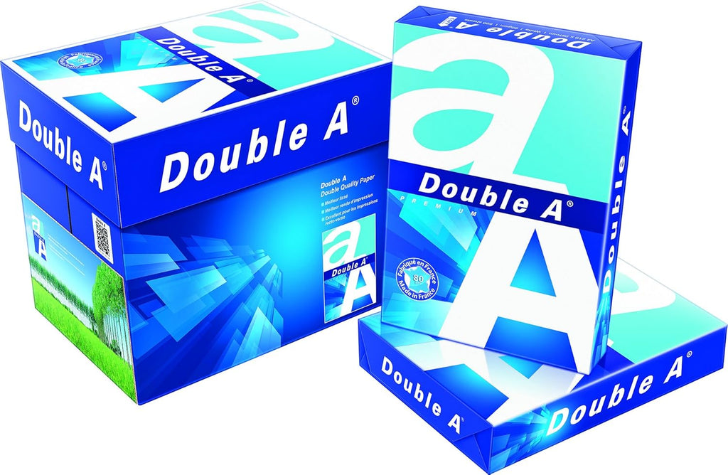 Double A A4 Printer Copy Paper 80 GSM – 500 Sheets per Ream, Pack of 5 Reams (2500 Sheets Total) – Premium White, Smooth Finish for Photocopy, Printing, and Office Use