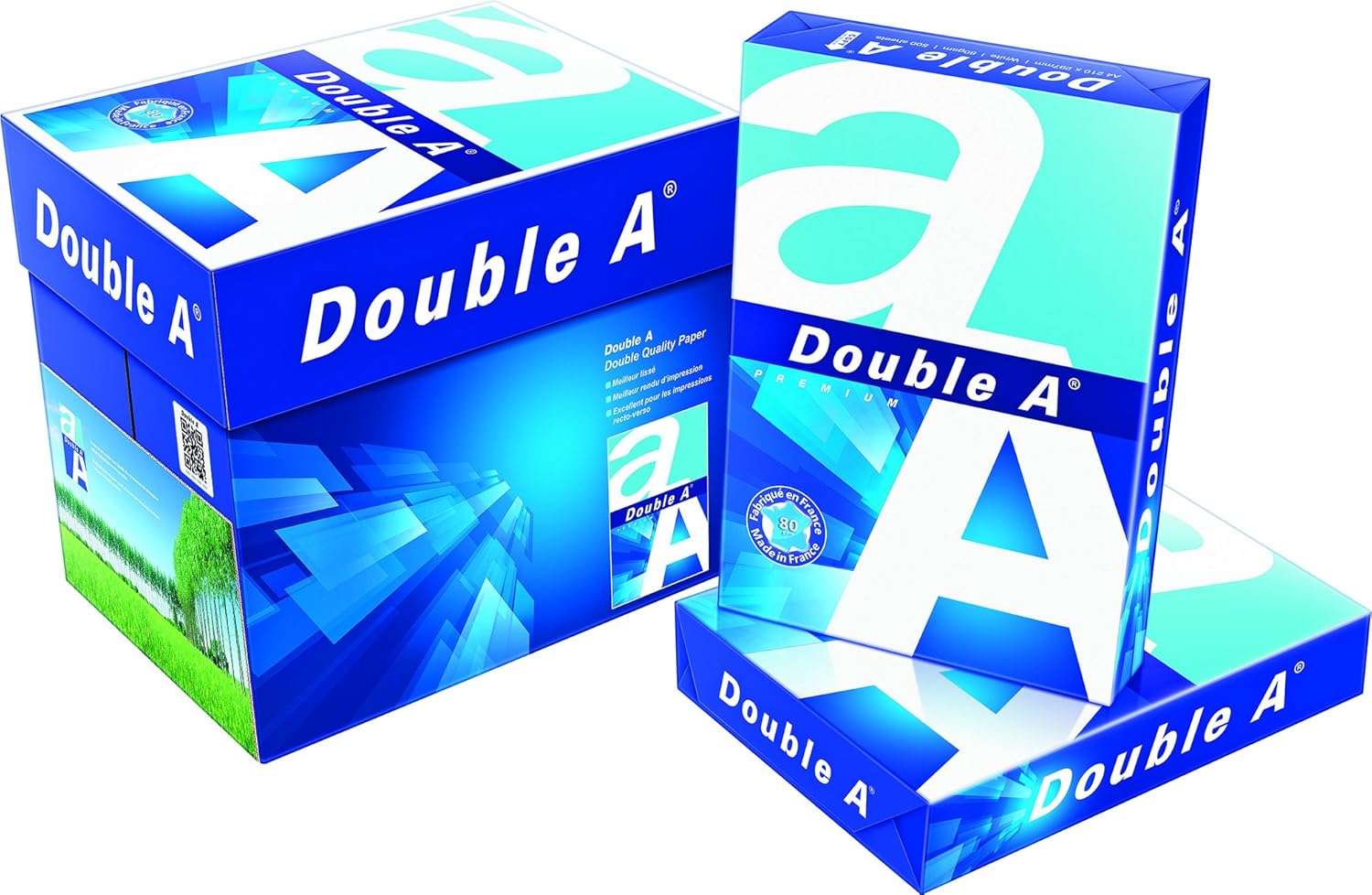 Double A A4 Printer Copy Paper 80 GSM – 500 Sheets per Ream, Pack of 5 Reams (2500 Sheets Total) – Premium White, Smooth Finish for Photocopy, Printing, and Office Use