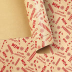 Eco-Friendly Christmas Gift Wrapping Paper Roll – 43cm x 10m Kraft Paper with Red Holiday Prints – Recyclable & Versatile for Gift Wrap, Crafts & DIY