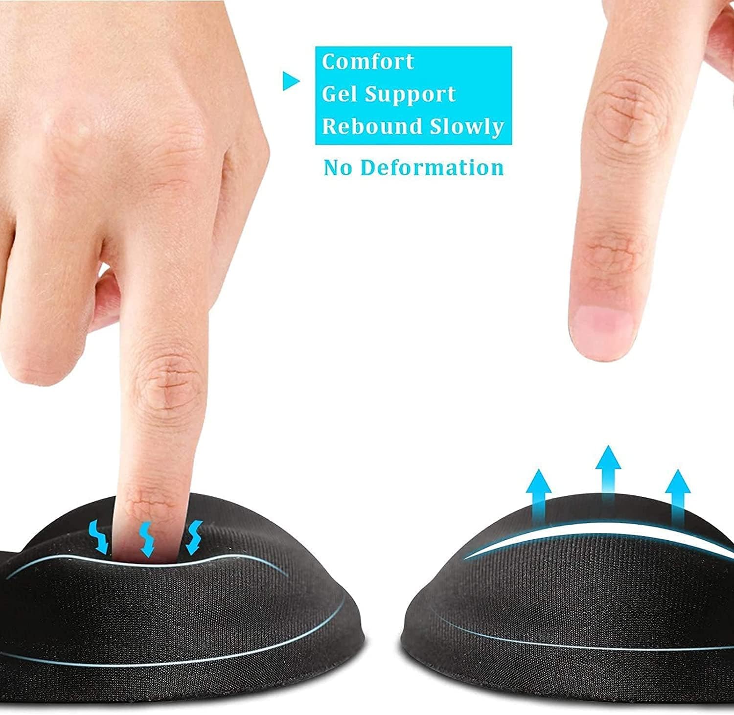 Ergonomic Mouse Pad with Gel Wrist Rest Support – Comfortable Lycra Surface, Non-Slip PU Base, Pain Relief for Wrist & Hand, Perfect for Office, Home & Gaming – Black