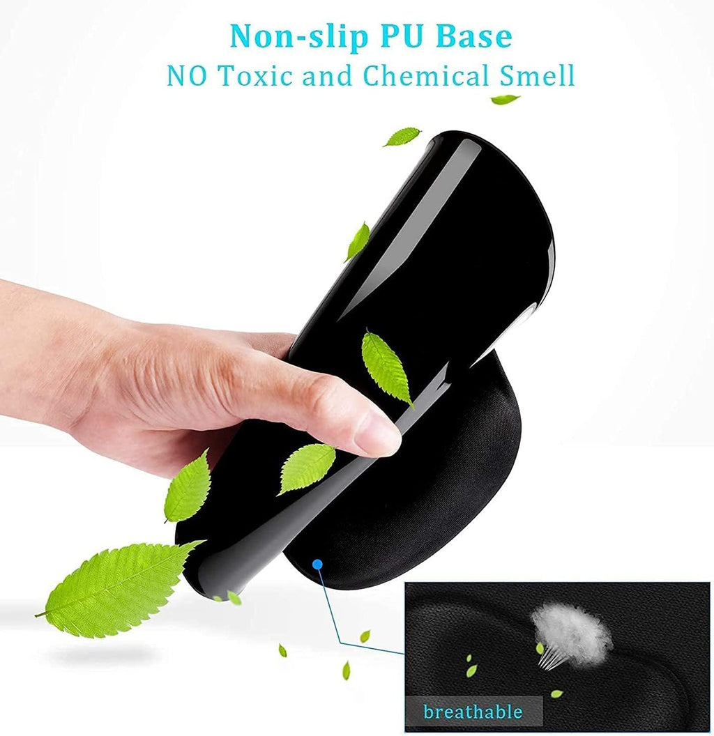 Ergonomic Mouse Pad with Gel Wrist Rest Support – Comfortable Lycra Surface, Non-Slip PU Base, Pain Relief for Wrist & Hand, Perfect for Office, Home & Gaming – Black