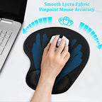 Ergonomic Mouse Pad with Gel Wrist Rest Support – Comfortable Lycra Surface, Non-Slip PU Base, Pain Relief for Wrist & Hand, Perfect for Office, Home & Gaming – Black