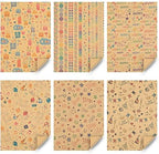 Gift Wrapping Paper, 6 Sheets Gift Wrap for Birthday, Holiday, Wedding, Party, Kids Gift Wrapping, Kraft Paper Roll, Holiday Gift Wrapping Paper DIY Set, Size 70cmX50cm, 6 Sheets