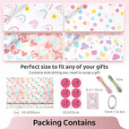 Gift Wrapping Paper, Birthday Wrapping Paper Set with Tape, Large Wrapping Paper Roll for Girl & Boy Christmas Weddings Festive Parties Coated Paper Pink Pattern（43cm x 300cm, 4rolls)
