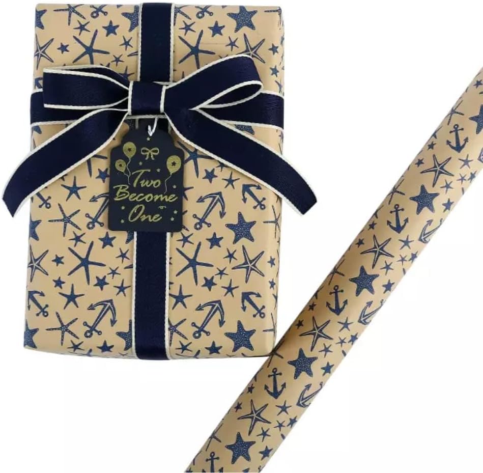 Gift Wrapping Paper sheets Set Included 6 Pack Gift Kraft Wrap Paper with hemp string Sticker and Tape for Birthday Party Graduation Eid Boys Girls kids baby Men Women 50 cm X 70 cm Per Sheet